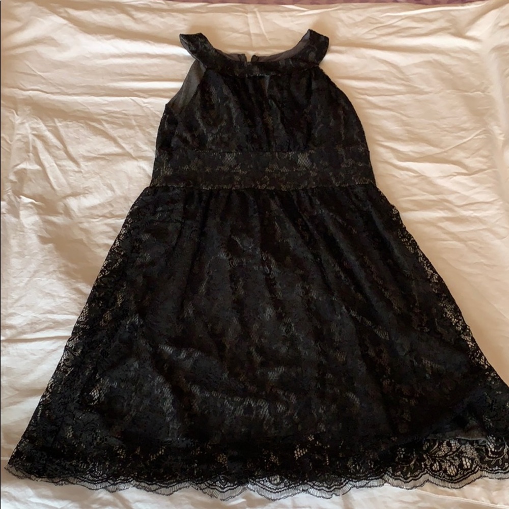 Black lace with grey cocktail dress